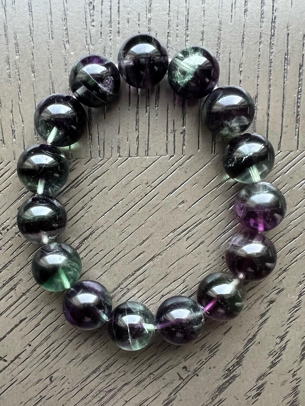 Fluorite bracelet 14mm SIZE 7’ - Picture 5 of 5